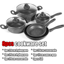 Carregar imagem no visualizador da galeria, Ultimate Hard Anodized Nonstick Frying Pan with Ceramic Coating 8 pcs sets or 2 pcs sets Dishwasher Safe Cookware Set Black