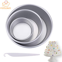 Carregar imagem no visualizador da galeria, 4/6/8 Inch Round Cake Pan Set With Removable Bottom Aluminum Alloy Chiffon Cake Mold/Mould Set 3 Tier Round Cakes Tins C019