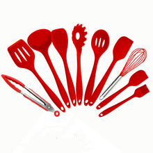 Carregar imagem no visualizador da galeria, Non-stick Silicone Kitchen Utensils Set Red Turner Whisk Spatula Food Brush Heat Resistant Kitchen Gadgets Cooking Tools Set
