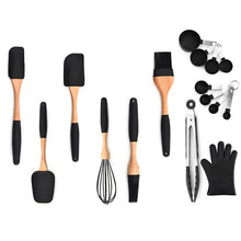 Carregar imagem no visualizador da galeria, Silicone Kitchen Tools Set Wood Soup Spoon Spatula Brush Bake Scraper Gloves Egg Beater Home Kitchen Utensils Cooking Tools Sets