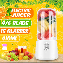 Carregar imagem no visualizador da galeria, 410ml 4/6 Blades Blender Kitchen Electric Mixer Juicer USB Rechargeable Fruit Cup Portable Mini Smoothie Maker Quick Juicing