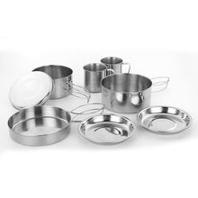 Carregar imagem no visualizador da galeria, 8pcs Outdoor Pan Set Stainless Steel Stacking Pots Hiking Picnic Pot Camping Hiking Cookware Non-Stick Picnic Cooking Bowl Pot
