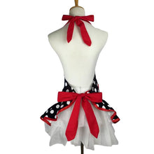 Carregar imagem no visualizador da galeria, Cute Retro Red Polka Dot Waterproof Kitchen Apron Woman Cotton Cooking Waitress Avental de Cozinha Pinafore Apron
