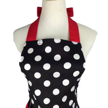 Carregar imagem no visualizador da galeria, Cute Retro Red Polka Dot Waterproof Kitchen Apron Woman Cotton Cooking Waitress Avental de Cozinha Pinafore Apron
