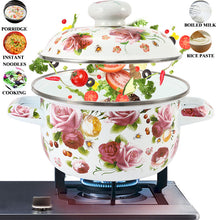 Carregar imagem no visualizador da galeria, 18cm 3-4L Enamel Soup Pot Stockpot Mini Saucepan Milk Noodles Cooking Pan Pot For Induction Cooker Gas Cooker
