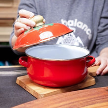 Carregar imagem no visualizador da galeria, 18cm 1.5L Tomato Enamel Soup Pot Stockpot Mini Saucepan Milk Egg Noodles Cooking Pan for Induction Cooker Gas Cooker CNIM Hot
