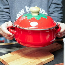Carregar imagem no visualizador da galeria, 18cm 1.5L Tomato Enamel Soup Pot Stockpot Mini Saucepan Milk Egg Noodles Cooking Pan for Induction Cooker Gas Cooker CNIM Hot
