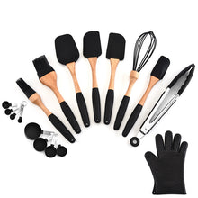 Carregar imagem no visualizador da galeria, Silicone Kitchen Tools Set Wood Soup Spoon Spatula Brush Bake Scraper Gloves Egg Beater Home Kitchen Utensils Cooking Tools Sets
