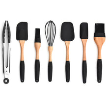 Carregar imagem no visualizador da galeria, Silicone Kitchen Tools Set Wood Soup Spoon Spatula Brush Bake Scraper Gloves Egg Beater Home Kitchen Utensils Cooking Tools Sets
