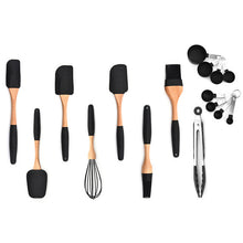 Carregar imagem no visualizador da galeria, Silicone Kitchen Tools Set Wood Soup Spoon Spatula Brush Bake Scraper Gloves Egg Beater Home Kitchen Utensils Cooking Tools Sets
