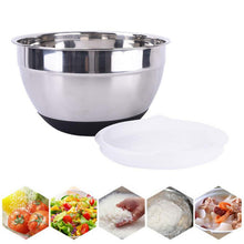 Carregar imagem no visualizador da galeria, Stainless Steel Mixing Bowl With Lid and Silicone Non-Slip Bottom Kitchen Utensil Bowl For Salad Bread Pastries Cake Bowl Tool
