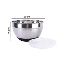 Carregar imagem no visualizador da galeria, Stainless Steel Mixing Bowl With Lid and Silicone Non-Slip Bottom Kitchen Utensil Bowl For Salad Bread Pastries Cake Bowl Tool
