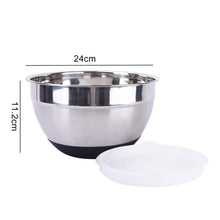 Carregar imagem no visualizador da galeria, Stainless Steel Mixing Bowl With Lid and Silicone Non-Slip Bottom Kitchen Utensil Bowl For Salad Bread Pastries Cake Bowl Tool
