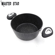 Carregar imagem no visualizador da galeria, Master Star Granite Dot Coating SaucePan 3-6L Stock Pots with Glass Cover Fast Heat Soup Pot High Grade Cookware
