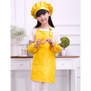 Fashion Kid's Child Cooking Painting Baking Printed Apron Colorful Baby Aprons hat sleeves set LOGO Avental de Cozinha Divertido