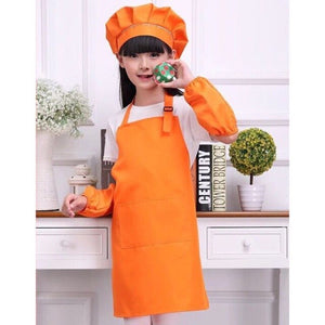 Fashion Kid's Child Cooking Painting Baking Printed Apron Colorful Baby Aprons hat sleeves set LOGO Avental de Cozinha Divertido