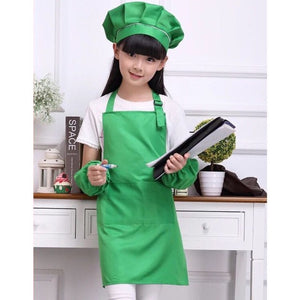 Fashion Kid's Child Cooking Painting Baking Printed Apron Colorful Baby Aprons hat sleeves set LOGO Avental de Cozinha Divertido