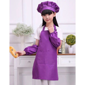Fashion Kid's Child Cooking Painting Baking Printed Apron Colorful Baby Aprons hat sleeves set LOGO Avental de Cozinha Divertido